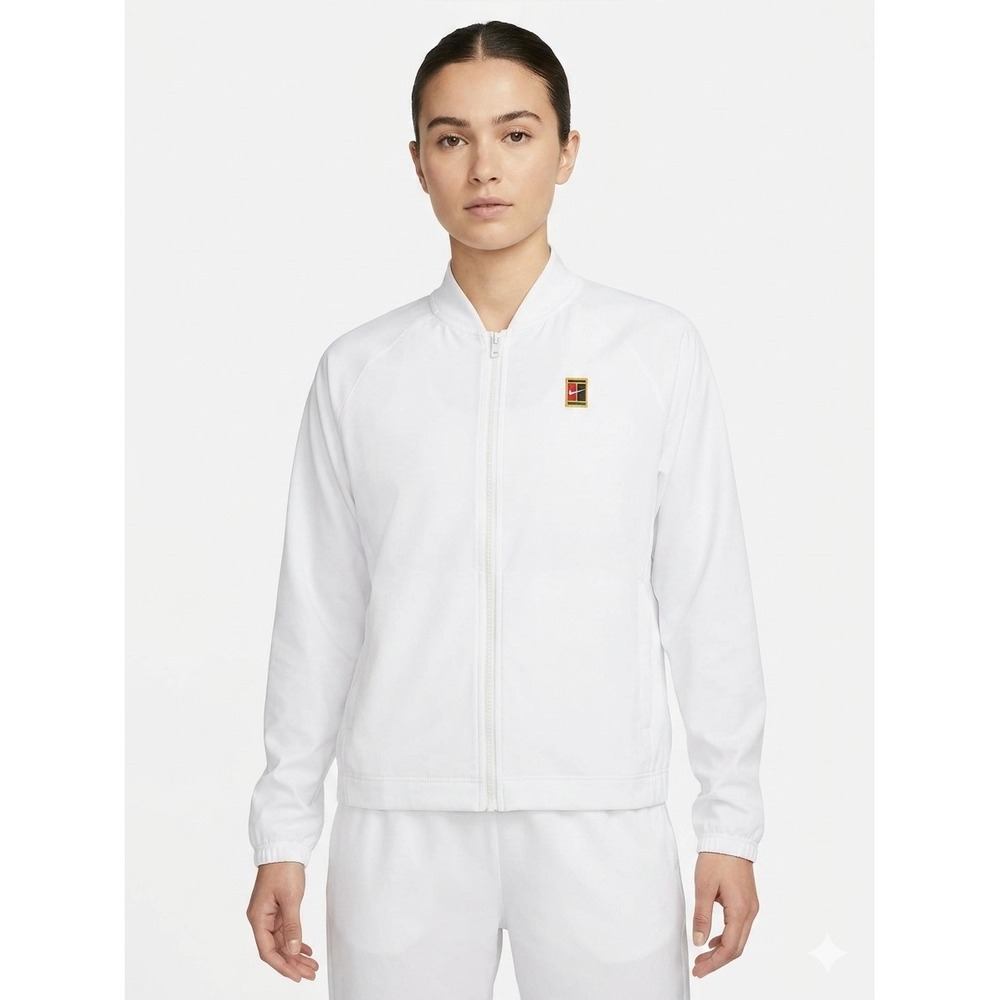 Nike Court Womens Tennis Track Jacket White Full Zip Mesh Lined XL 933760-100